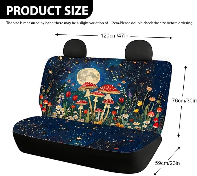 AFPANQZ Moon Mushroom Car Rear Seat Covers Set