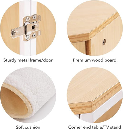 MEWOO Corner Dog Crate Furniture with Cushion