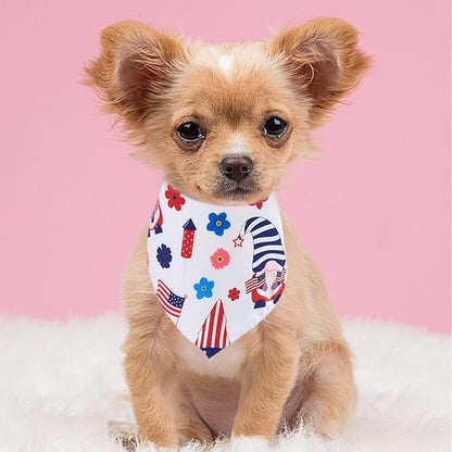 4th of July Dog Bandanas for Small Dogs 7PCS