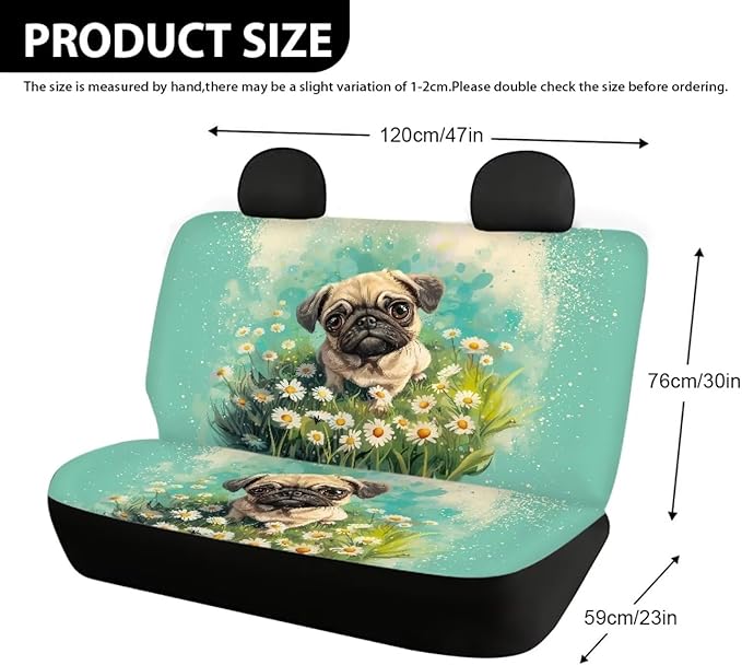 AFPANQZ Pug Dog Back Seat Cover Non-Slip Interior
