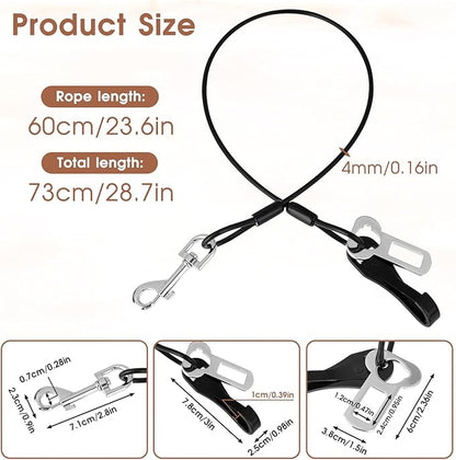 Car Harness for Dogs Safety Seat Belt Heavy Duty Service Dog Leash 24 in Chew Proof Dog Leash Steel Service Dog Car Harness 3-in-1 Dog Seat belt Harness with Hook for Dogs Travel Accessories
