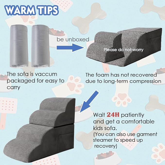 Furnishh Dog Stairs for Small Dogs High Bed Couch Chair 22.8 Inches 4-Step Pet
