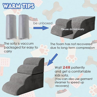 Furnishh Dog Stairs for Small Dogs High Bed Couch Chair 22.8 Inches 4-Step Pet