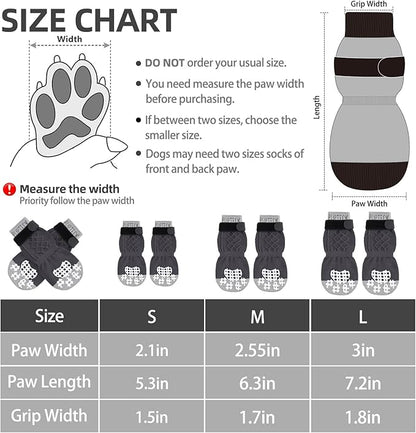PUPTECK Anti Slip Dog Socks 2 Pairs with Double Grippers for Hardwood Floors