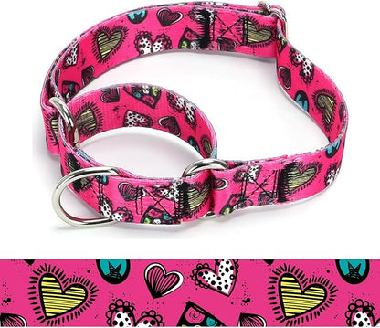 Martingale Dog Collars - Flower Multicolor Cute Patterns, Adjustable Nylon Training Dog Collar Suitable for Boy and Girl Dogs Medium Large Dogs (5, L)