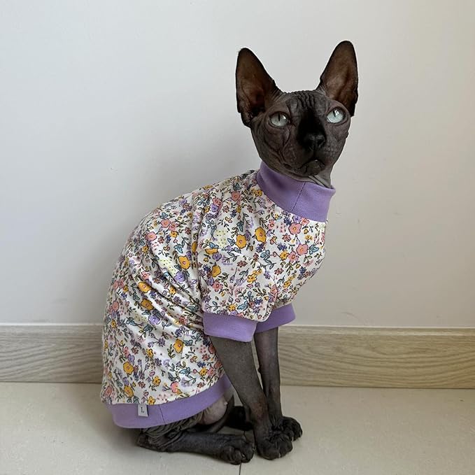 Sphynx Hairless Cat Cute Summer Cotton T-Shirts Pet Clothes 1))