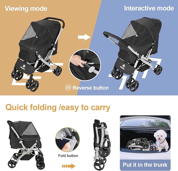 Pet Dog Stroller for Medium Small Dogs Cats
