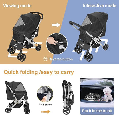 Pet Dog Stroller for Medium Small Dogs Cats