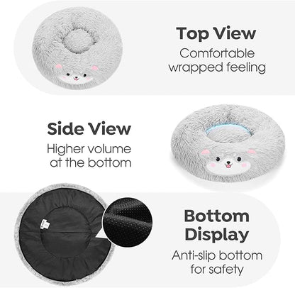Veehoo Donut Calming Cat Dog Bed for Small Dogs Cat-Round Cute Small Cat Bed Pet Bed 20" Light
