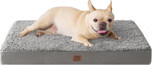 EHEYCIGA Orthopedic Foam Dog Bed 30"L x 20"W x 3.5"Th, Light