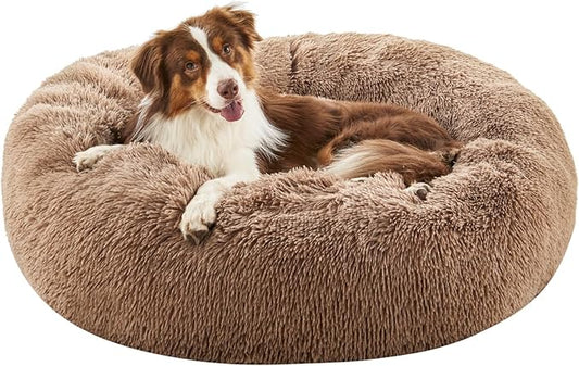 Calming Dog Bed for Medium Large Dogs 39", Brown