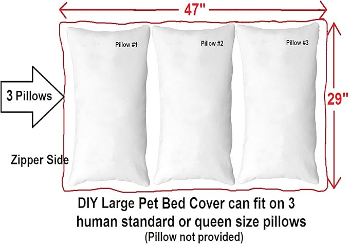 Dogbed4less Do It Yourself DIY Pet Bed Pillow Duvet Oxford Cover + Waterproof Internal case for Dog/Cat at Large 48"X29" After Dark Color - Covers only