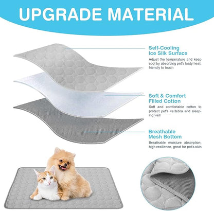 Pet Cooling Bed Mats Dog Cooling Mat Washable Comfort Breathable for Dogs and Cats Indoor Outdoor 21.65 * 27.55Inch)