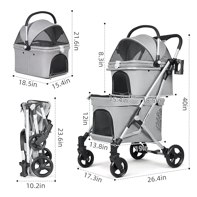 T1 Double Pet Stroller for 2 Small Dogs