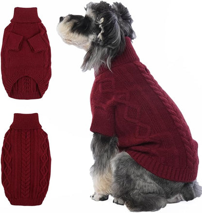 Small Dog Sweater, Fall Puppy Sweaters Boys Girls, Red Knit Dog Sweatershirt with Harness Hole, Halloween Sweater for Small Dogs, Thick Pullover Doggie Costumes for Toy Poodle, Yorkie, Red S