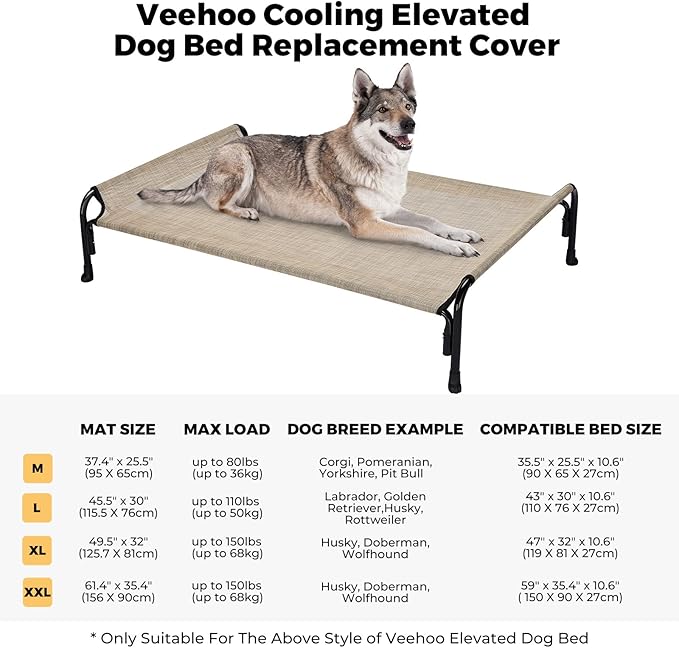 Veehoo Dog Bed Replacement Cover for CWC2204, Size L, Beige Coffee