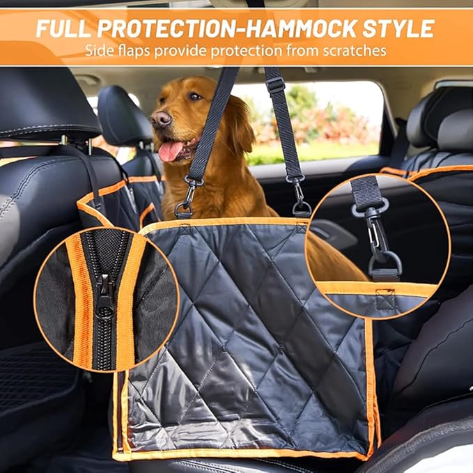 Dog Car Seat Cover for Back Seat Pocket,100% Waterproof,
