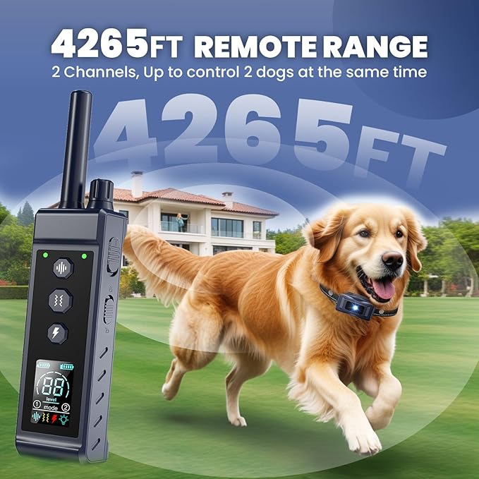 UPGRADED 4265FT Dog Shock Collar with Remote Control IP67 Dog 8-150 Lbs