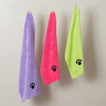 Bone Dry Embroidered Pet Grooming Towel Collection 41x23.5, Raspberry