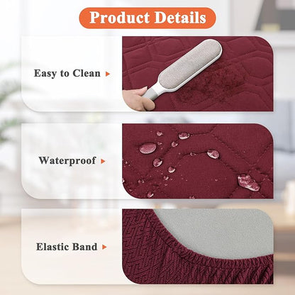 Dog Bed Covers Replacement Washable - Waterproof Dog Bed Covers Quilted, Water Absorbable Pet Puppy Bed Cover for Dog Cat, Cover Only 40Lx50Wx6H Inches Burgundy