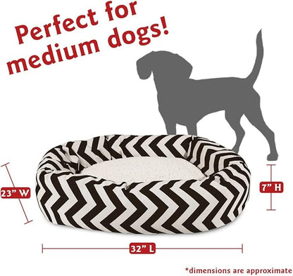 32 inch Black Chevron Sherpa Bagel Dog Bed