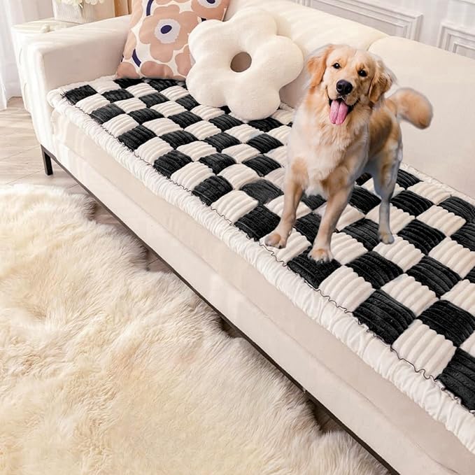 Washable Pet Bed Couch Cover，Funny Cat Mat Sofa Cover，Anti-Slip Dog Bed Sofa Cover，Pet Friendly Sofa Cover for Large Dogs (Black, 70x150 cm/28 * 59in)