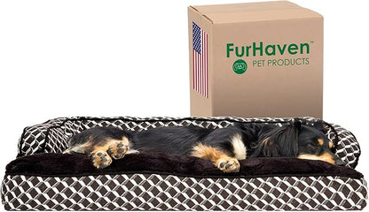 Furhaven Pillow Dog Bed for Medium/Small Dogs w/ Removable Bolsters & Washable Cover