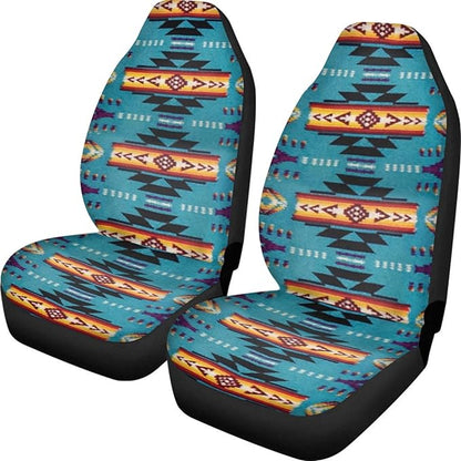 CLOHOMIN Green Native American Print Car Seat Covers 1 Pair