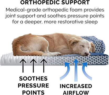 Furhaven Orthopedic Dog Bed for Large Dogs w/ Removable Bolsters & Washable Cover 95 lbs