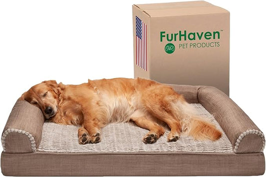Furhaven Orthopedic Dog Bed for Large Dogs w/ Removable Bolsters & Washable Cover 95 lbs