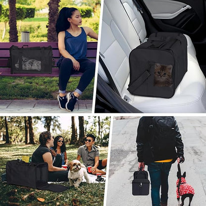 Dog Carrier, Cat Backpack Large, Cat Soft Sided Pet Travel Bag for Medium Dogs, Collapsible Puppy Carrier(Black)