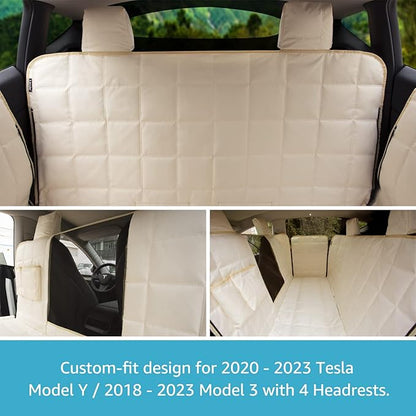 Lassie Dog Car Hammock for 2020-2024 Tesla Model Y/2018-2024 Model 3 4 Headrests, 100% Waterproof