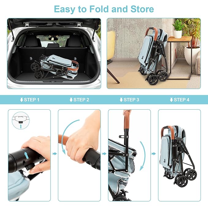 Double Pet Stroller for Dogs and Cats 4 Wheels,