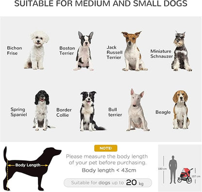 NicBex Dog Stroller with 3 Big Wheels Foldable Cat Stroller with Adjustable Canopy