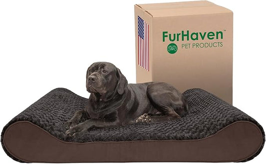 Furhaven Memory Foam Dog Bed for Extra Large Dogs w/ Removable Washable Cover 180 lbs