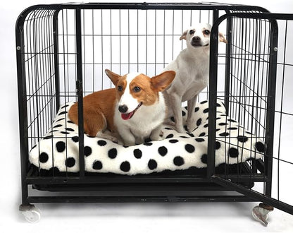 30 Inch Crate Pad for Medium Dogs Washable Dog Crate Pad 30x19 Anti-Slip Crate Bed Medium Dog Crate Bed, White with Black Dots