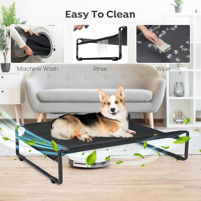 Veehoo Medium Elevated Dog Bed with Flannel Dog Blanket CWC2201B
