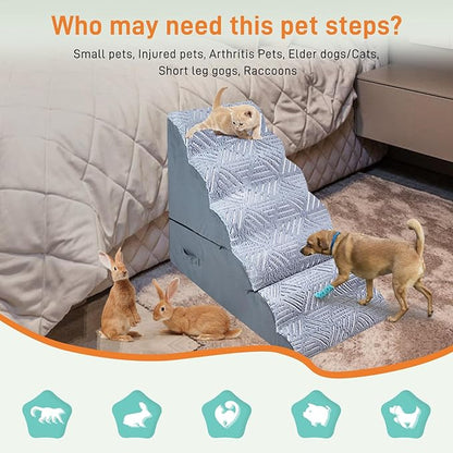 Dog Stairs for Small Large Dogs to High Beds 6 Tier 30-32'' Tall,