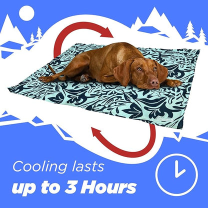 Coleman Medium Navy Botanical Pattern Reversible Cooling Mat 24” x 30”