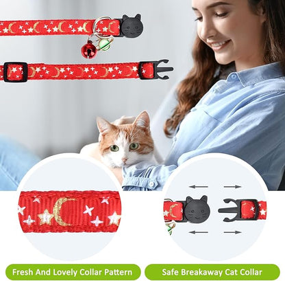 CONLI 6 Pack Collars with Bells for Stars and Moon
