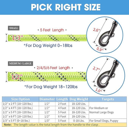 BAAPET 2/4/5/6 FT Dog Leash with Comfortable Padded Handle and Highly Reflective Threads for Small Medium and Large Dogs (5FT-1/2''