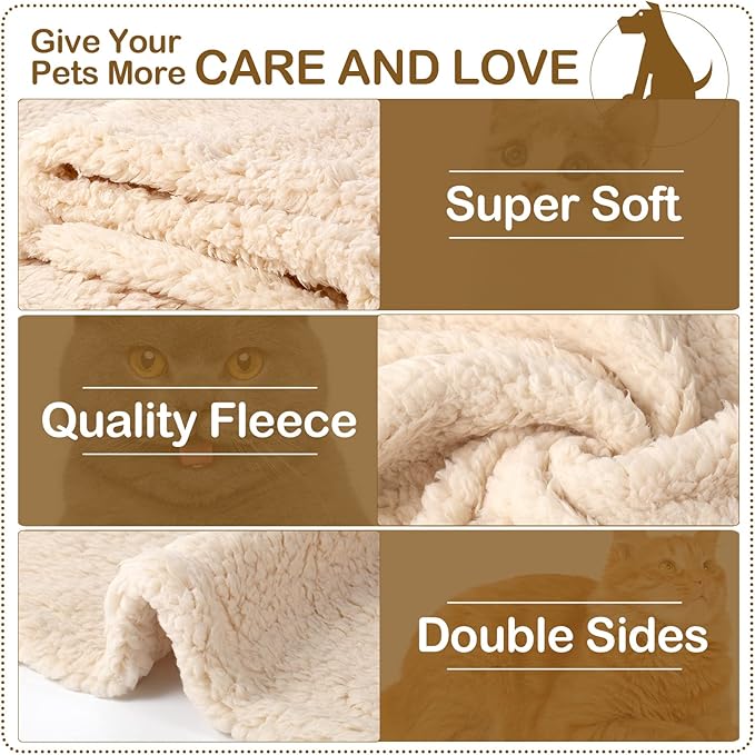 Newwiee 6 Pcs Blankets for Dogs Washable,Soft Warm Fluffy Fleece Pet Blanket,cat Calming Blankets,Flannel Throw for Small Medium Pet, Gray/Beige/Khaki(24 x 18 Inch)