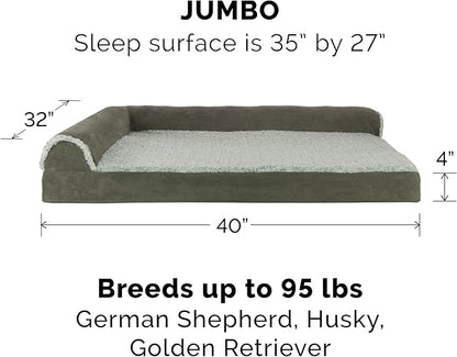Furhaven Memory Foam Dog Bed for Large Dogs w/ Removable Bolsters & Washable Cover 95 lbs
