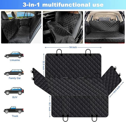 Dog Car Seat Cover for Back Seat Waterproof Car Seat Protector for Dogs with Side Flaps Scratchproof Dog Backseat Cover