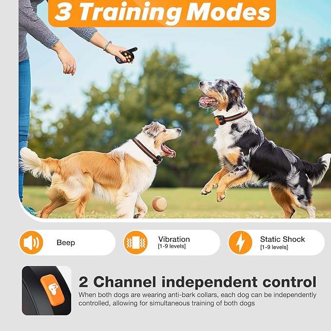 Dog Training Collar with Remote 1000FT Electric 3 Modes, Lock,IPX7 Waterproof