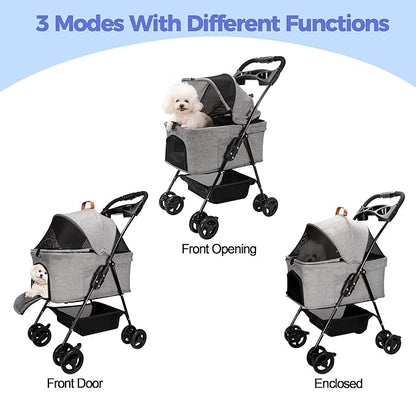 Dog Stroller Foldable Detachable Cat Stroller Dog Strollers for Small Dogs 4 Wheels Rotate 360 Degrees with Brakes