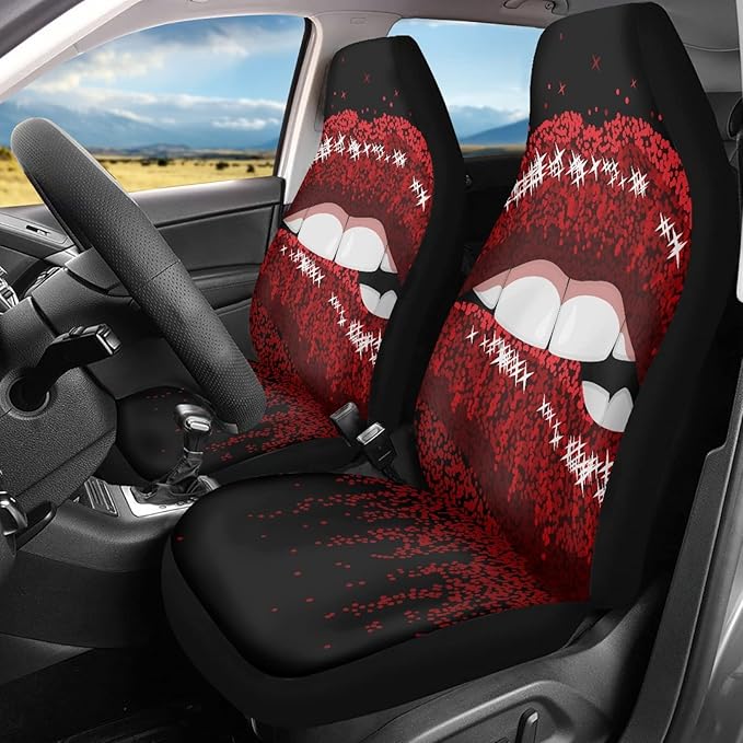 UNICEU Womens Red Sequined Bling Lips Car Seat 2 Automotive