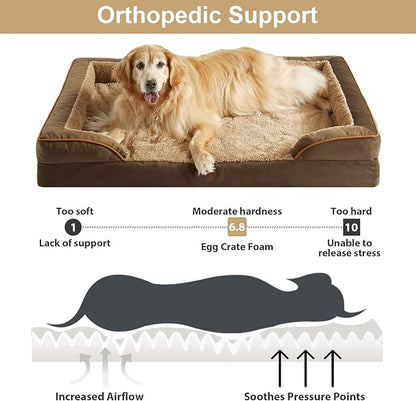 WNPETHOME Waterproof Dog Beds for Medium Dogs, Orthopedic Medium Dog Bed with Sides, Big Dog Couch Bed with Washable Removable Cover, Pet Bed Sofa with Non-Slip Bottom for Sleeping