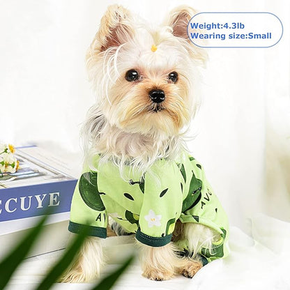 Dog Pajamas Pjs Spring Summer Dog Clothes for Small Dogs Girl - Boy - Medium Size Dogs, Soft Stretchy Puppy Clothes Doggie Onesies Cat Pet Jammies Outfit (Avocado Green, Large)