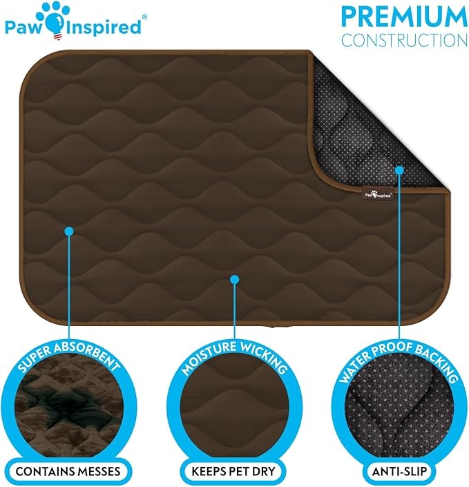 Paw Inspired Washable Padded Crate Mats for Dogs 35” x 22” Pad, 36-inch Kennels